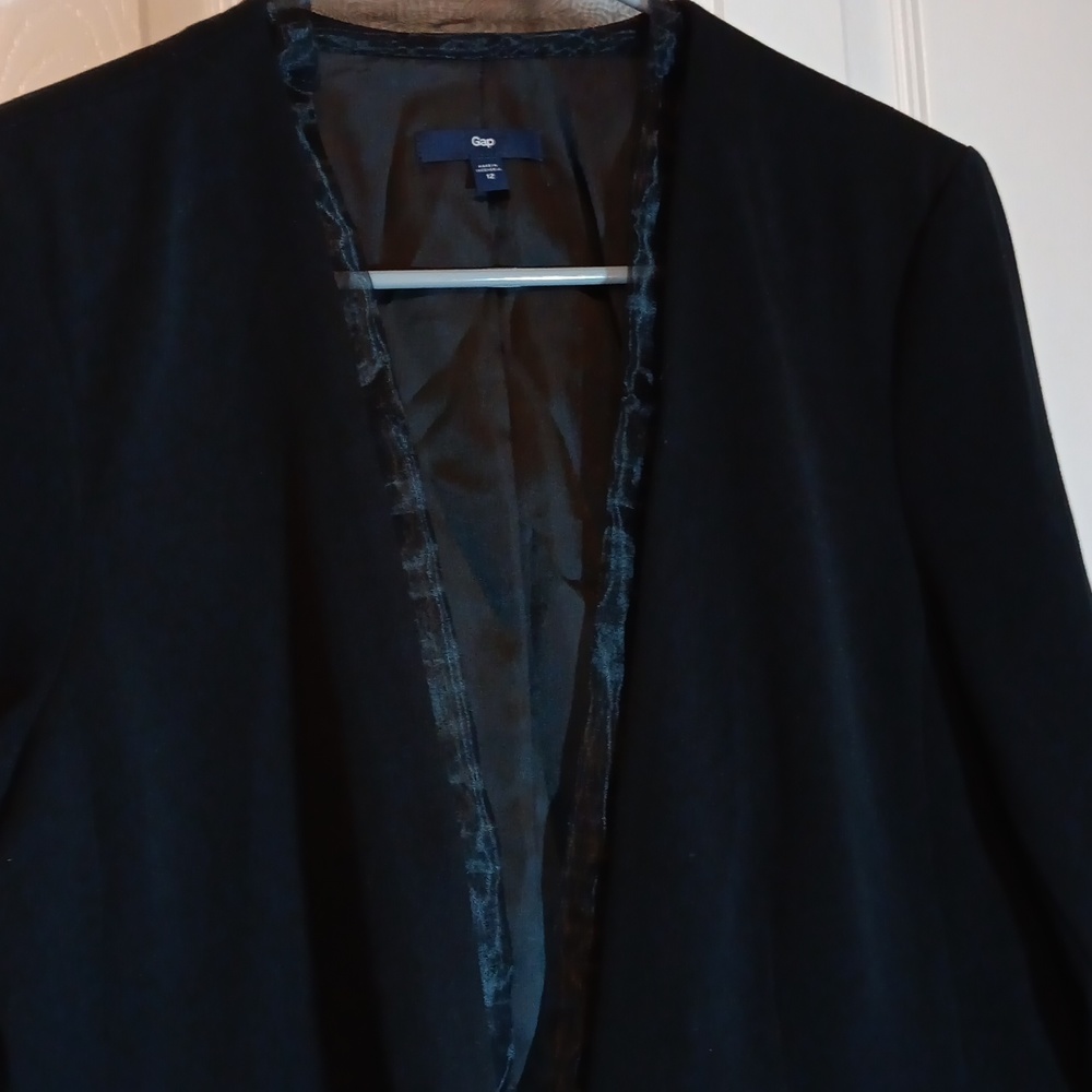 Gap Black Blazer Jacket with Sheer Trim - 12 - Picture 2 of 5